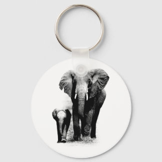 BW Elephant & Baby Elephant Keychain