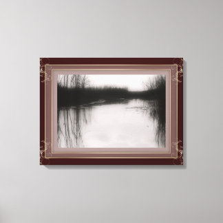 BW Flooded Field Photo Stretched Canvas