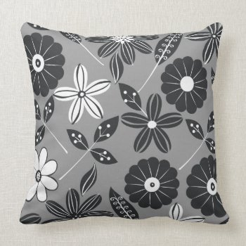 Bw Floral Background Cotton Throw Pillow by Pick_Up_Me at Zazzle