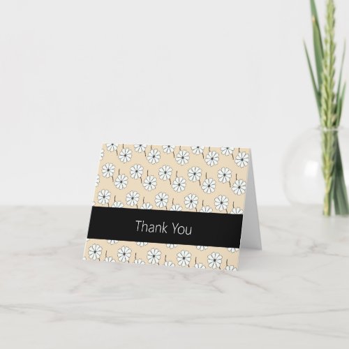 BW Flower Pattern Folded Thank You Card