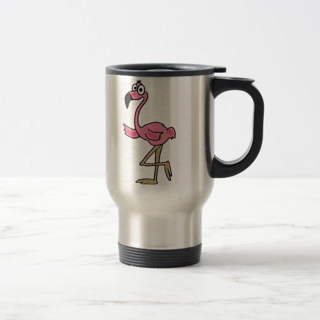 BW- Funny Flamingo Travel Mug (Right)