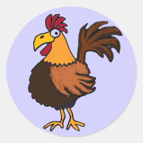 BW_ Funny Rooster Cartoon Stickers