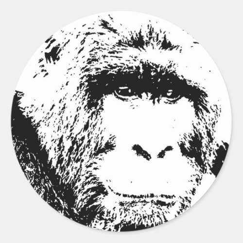 BW Gorilla Face Classic Round Sticker