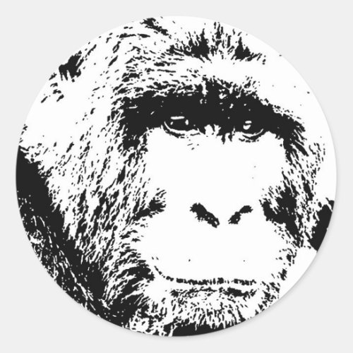 BW Gorilla Face Classic Round Sticker