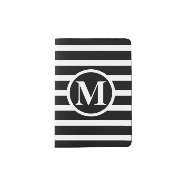 BW H Striped  RF Monogrammed Passport Holder (Front)