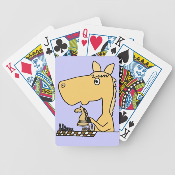 BW  Horse Playing Chess Cartoon Bicycle Card Deck