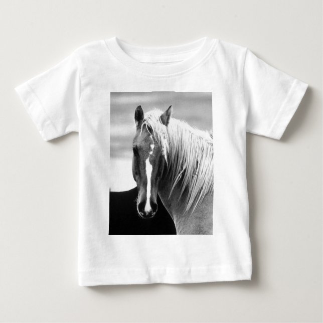 BW Horse Portrait Baby T-Shirt (Front)