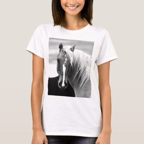 BW Horse Portrait T_Shirt