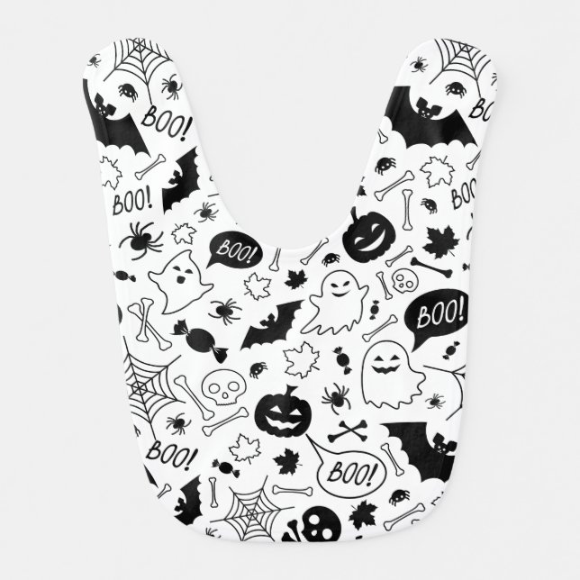 BW Pattern Art Halloween Pattern Halloween Art Baby Bib (Front)