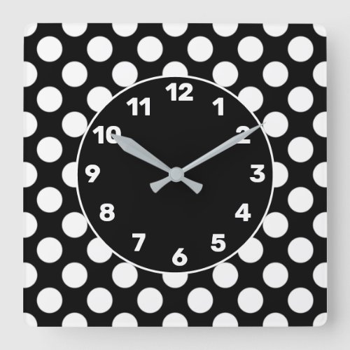 BW Polka Dot Square Wall Clock