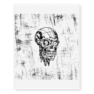 BW Skull sketch Temporary Tattoos