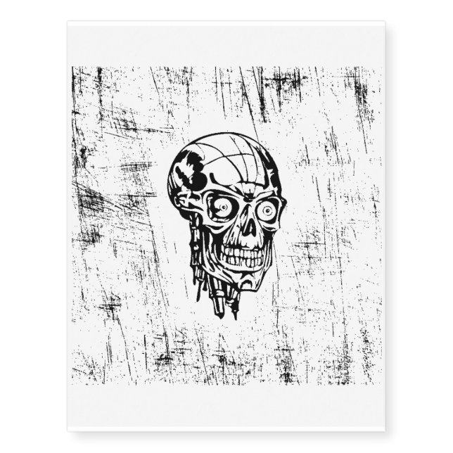 BW Skull sketch Temporary Tattoos (Front)