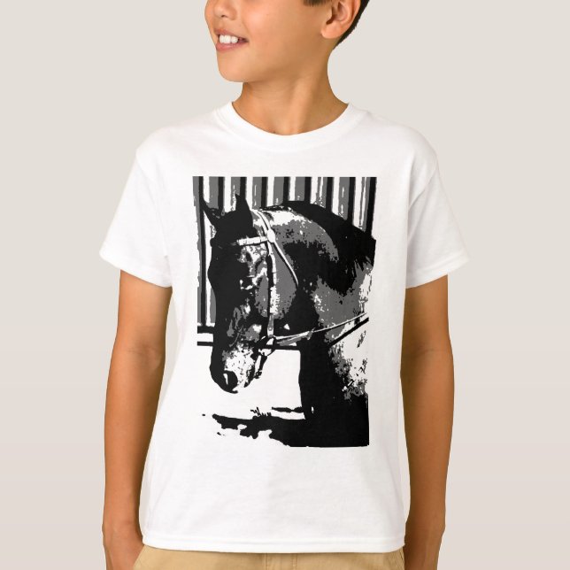 BW Stallion Horse T-Shirt (Front)