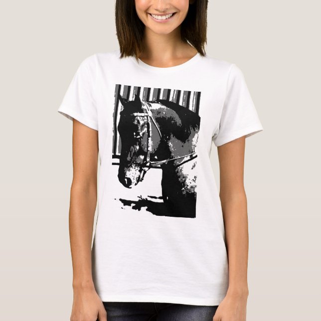 BW Stallion Horse T-Shirt (Front)