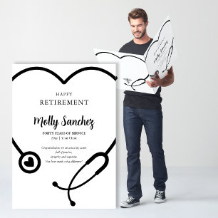 BW Stethoscope Happy Retirement Message Big Card