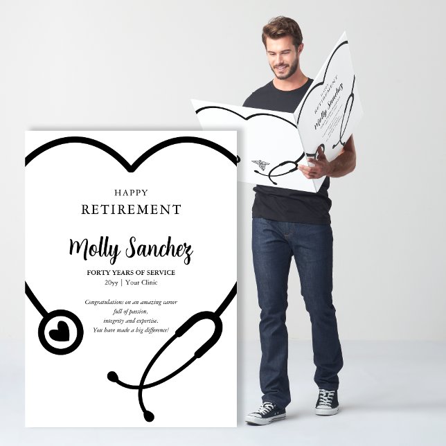 BW Stethoscope Happy Retirement Message Big Card (BW Stethoscope Happy Retirement Message Card)