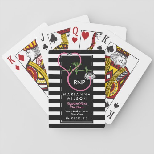 BW Stripes Modern Nurse Nursing Stethoscope Poker Cards