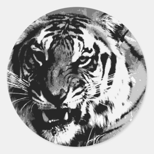 BW Tiger Classic Round Sticker