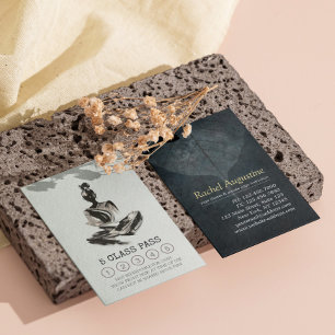 BW Yoga Instructor Brushstrokes Class Pass Loyalty Card