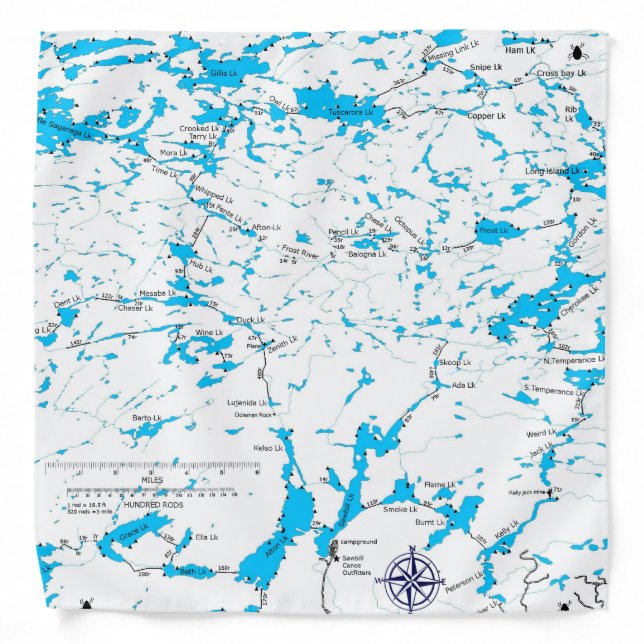 BWCA map Sawbill Bandana (Front)