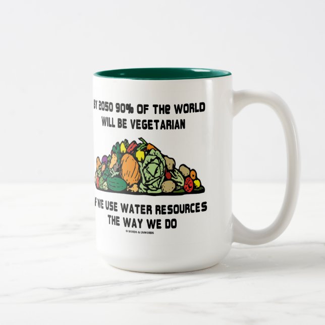 By 2050 90% Of the World Will Be Vegetarian Two-Tone Coffee Mug (Right)