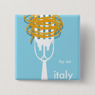 by air Italy vintage style travel poster. Button