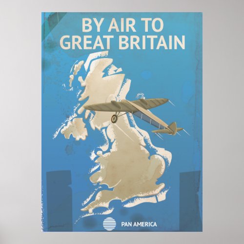 By Air To Great Britain Vintage Travel poster