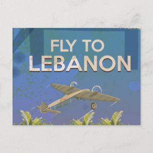 By Air To Lebanon Vintage Travel poster Postcard