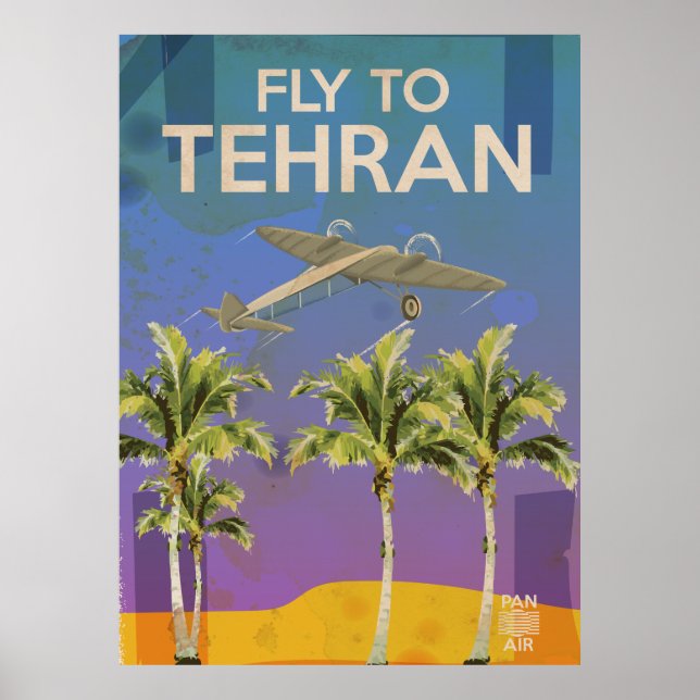 By Air To Tehran Vintage Travel poster (Front)