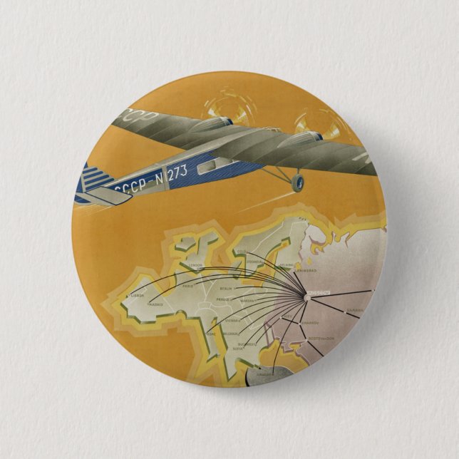 By Air to USSR Pinback Button (Front)