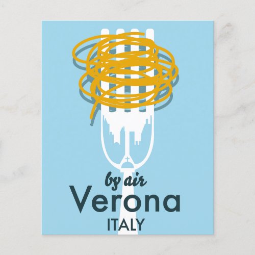 By Air Verona Italy retro travel poster Flyer