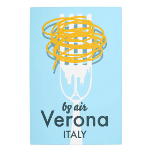 By Air Verona Italy retro travel poster. Metal Print