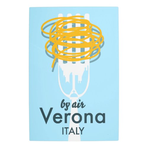 By Air Verona Italy retro travel poster Metal Print