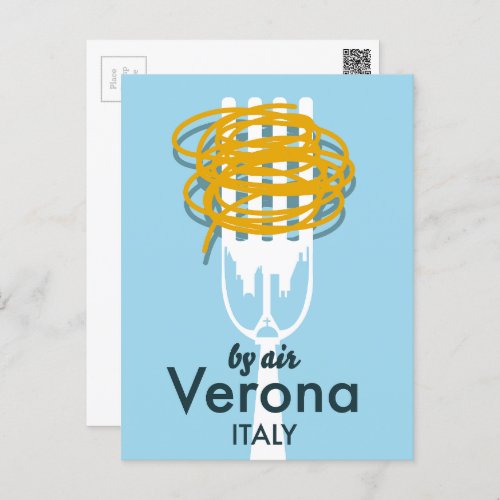 By Air Verona Italy retro travel poster Postcard