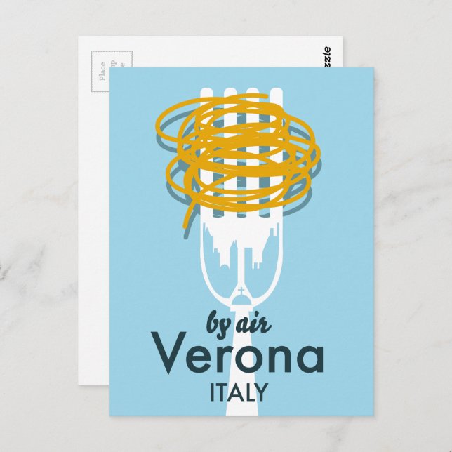 By Air Verona Italy retro travel poster. Postcard (Front/Back)