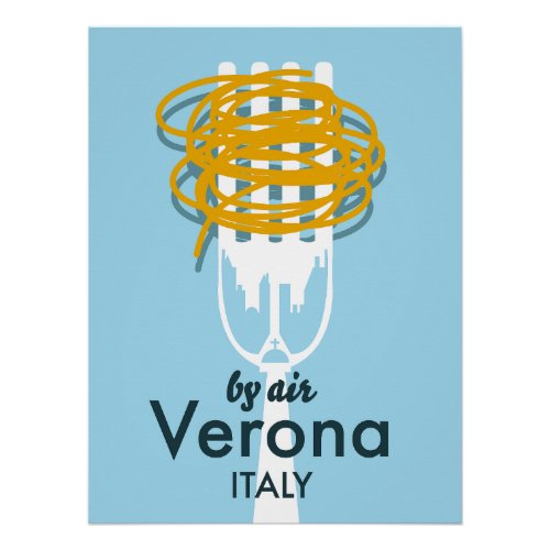 By Air Verona Italy retro travel poster Poster