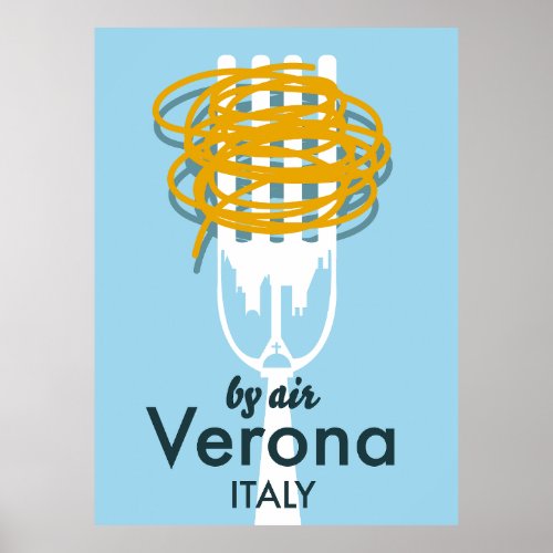 By Air Verona Italy retro travel poster Poster