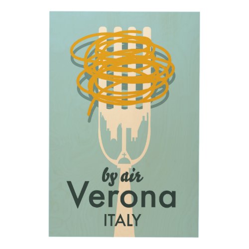 By Air Verona Italy retro travel poster Wood Wall Art