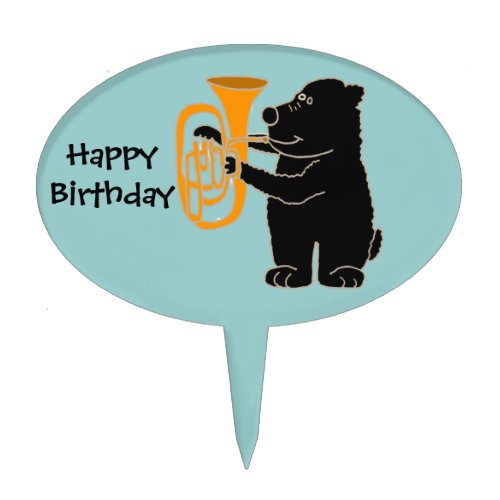 BY_ Bear Playing Tuba Birthday Cake Topper