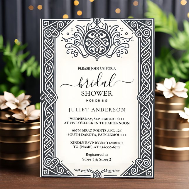 By Celtic Nordic Fun Medieval Scroll Bridal Shower Invitation (Creator Uploaded)