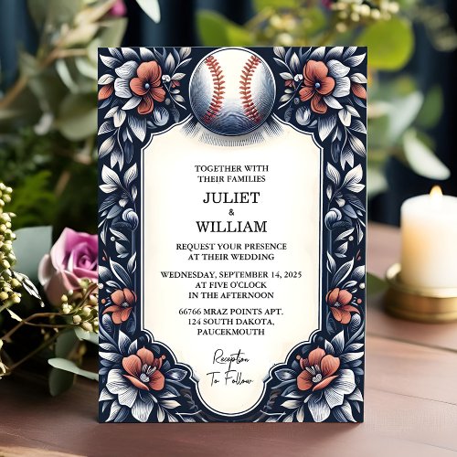 By Champion Team Ball Field Pitch Baseball Wedding Invitation