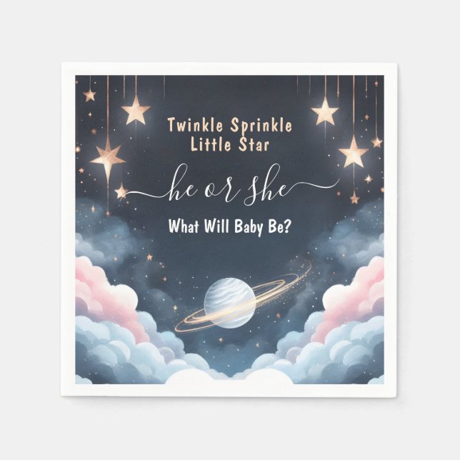 By Cloud Twinkle Twinkle Little Star Gender Reveal Napkins (Front)
