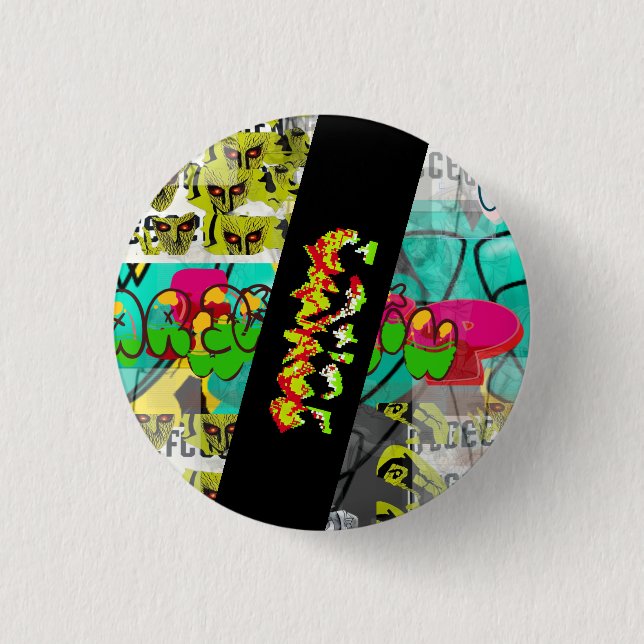 By Deception League "Neo-Rasta Graffiti" Button (Front)