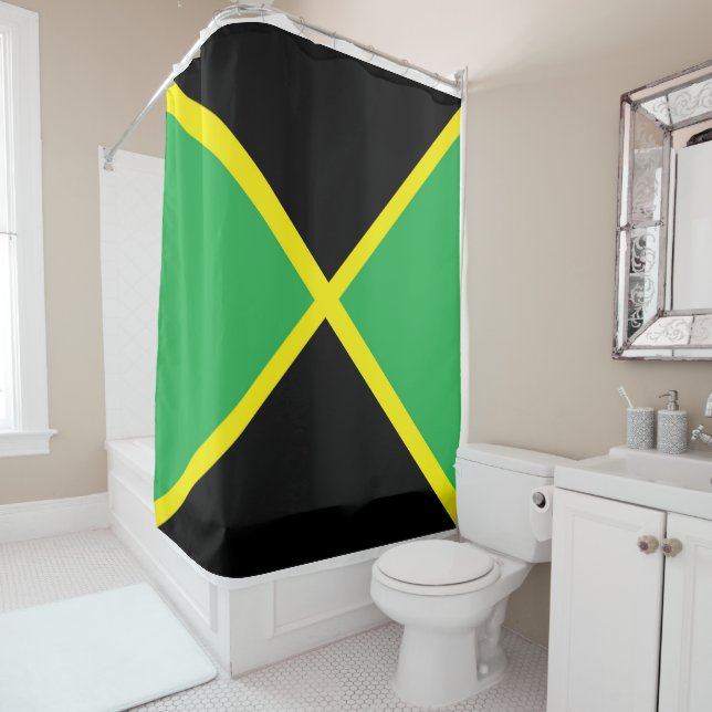 by Eddie Monte' Jamaican flag shower curtain (In Situ)