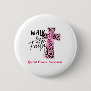 By Faith Breast Cancer Awareness Christian Jesus W Button