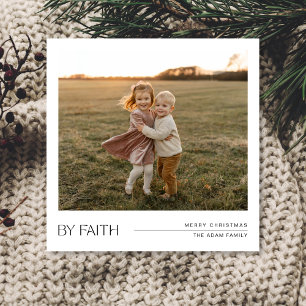 By Faith Christian Photo Minimalist Christmas Card