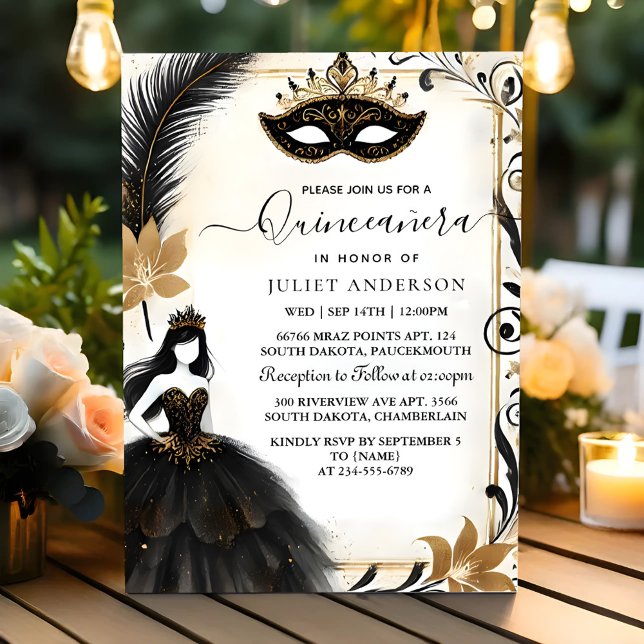 By Fancy Prom Mask Fun Masquerade Quinceañera Invitation (Creator Uploaded)