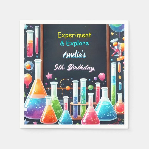 By Fun Lab Kids Geek Nerd Mad Science 9th Birthday Napkins