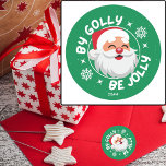 By Golly Be Jolly Cute Fun Santa Christmas Sticker<br><div class="desc">This "By Golly Be Jolly" cute green Santa Claus design will brighten up your Christmas festivities in a big way. The design features a graphical Santa with a big smile surrounded by the whimsical and fun sans serif typography fonts. There are snowflakes and sparkles to complete the illustration. Available with...</div>