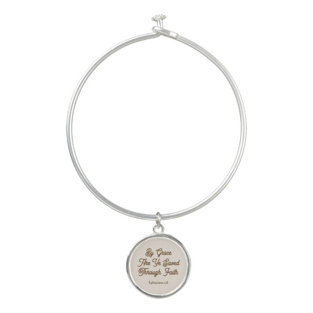 By Grace are Ye Saved Ephesians 2 Bangle Bracelet (Front)